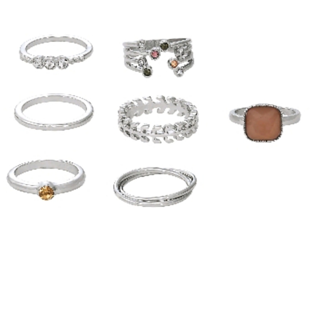 SO Silver 6 Piece Ring Set. Size 7. NWT.
